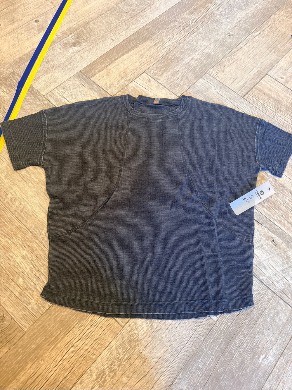 Mono B Women's Charcoal Short Sleeve Waffle Tee